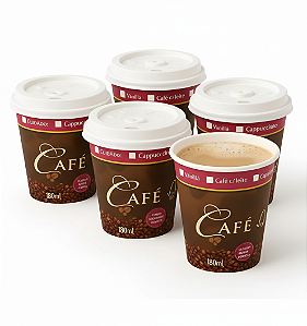 Copo Papel 180 Ml estampado desenhado Café Chá Cappuccino Biodegradável - 200 und.