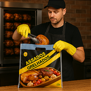 EMBALAGEM PARA FRANGO ASSADO SACOLA TÉRMICA RESISTENTE - 100 Unidades