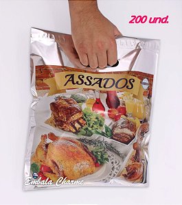 EMBALAGEM PARA FRANGO ASSADO SACOLA TÉRMICA RESISTENTE - 200 Unidades