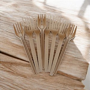 Kit 50 Garfo Bagaço De Fibra Vegetal 17cm - Biodegradável