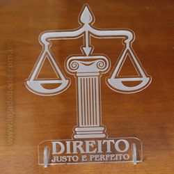 Adorno de Mesa em Acrílico Cristal - Direito (Justo e perfeito)  [pacote com20]