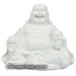 Buddha Alegria - 7cm - Branco Brilhante