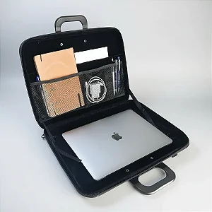 Pasta Executiva Luxo Para Notebook - Termomoldada Com Alça - Preta Lisa