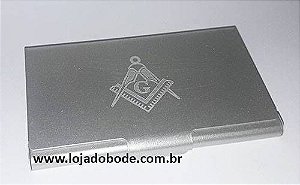 Porta Cartões de Visita - Aluminio com Esquadro e Compasso