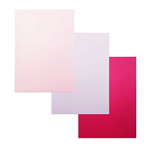Kit 3 Unidades Papel para Scrapbook Color A4 Rosa Pink Lilás