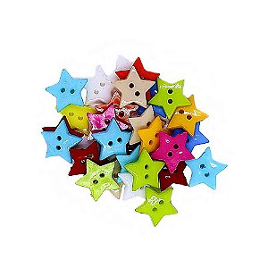 30 Unidades Botões Decorados para Artesanato Estrela