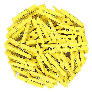 50 Unidades Mini Pregadores Amarelo 2,5 cm