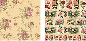 Papel para Scrapbook Desenhos 30,5x30,5 Art0182 Vintage Flowers