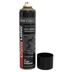 Tinta Spray Uso Geral Preto Brilhante 400 Ml - ChemiColor