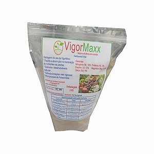 Fertilizante Via Foliar Vigormaxx Pacote 2 Kg - Nitrogênio Cálcio Enxofre Potássio Magnésio - Flores Hortaliças Frutas