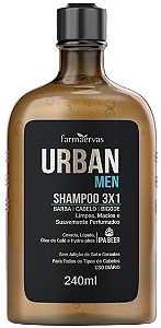 Shampoo Urban Men 3 em 1 - Barba │Cabelo │Bigode - Farmaervas