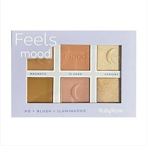 Paleta de Pó Blush Iluminador Feels Mood - HB-7524 - Ruby Rose