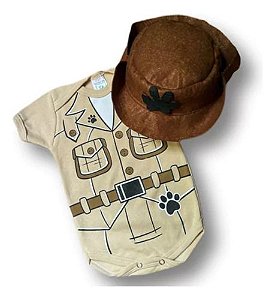 Body + Chapéu Safari Animal Menina/menino Mesversario