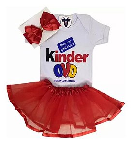 Body + Laço Com Saia Bebê Menina Kinder Ovo Mesversario