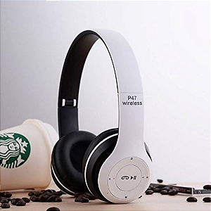 Fone De Ouvido Headphone Sem Fio Bluetooth P47 Micro SD FM Preto