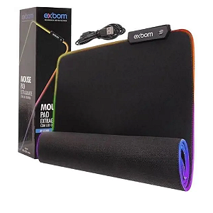 Mousepad Gamer Extra Grande Com Led RGB Colorido- Exbom