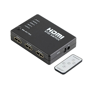 Mini Hub Switch Hdmi 5 Portas Full Hd 1080p + Controle Remoto KNUP