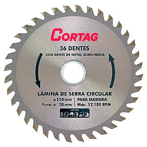 Disco Serra Circular Cortag 36 Dentes 110mm 20mm 60879
