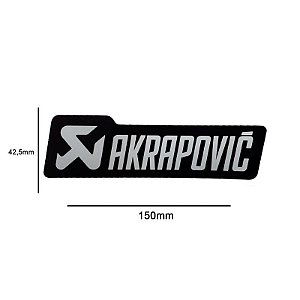 Adesivo Akrapovic térmico retangular 15,0 cm (Preto e prata)