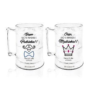 Kit 2 Caneca Gel acrilico PS  400ml - Madrinha & Padrinho