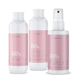 KIT FORÇA BRUTA SHAMPOO 250ml + BÁLSAMO CONDICIONANTE + HAIR PROTEIN 200ml