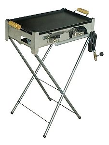 Fogão Camping Inox 02 Bocas com Chapa Qualifer