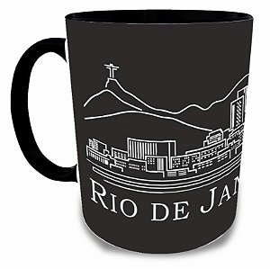Caneca Personalizada Preta: Linhas do Rio de Janeiro