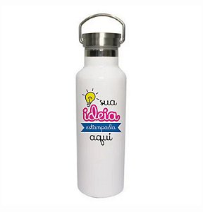 Garrafa Térmica Inox Branca 600ml Personalizada