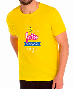 Camiseta Amarela Personalizada em Algodão só Frente 20x28 cm (DTF)