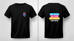 Camiseta Preta em Algodão com Estampa DTF – Frente 7x7cm e Costas A4