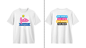 Camiseta Branca Personalizada DTF – Frente e Costas A4