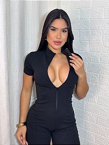 Macacão Gringo Modelo short Com Ziper Preto