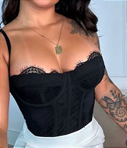 Cropped Corset Renda - Tamanho Único