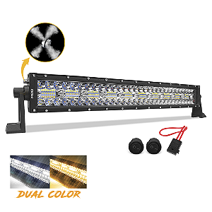 Barra LED 22 Pol 56cm 8D 390W 35100Lm Combo Dual Color + Fuse + Botão - CURVA