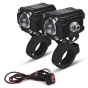 Farol de LED U94 - Para Moto Milha/Neblina e Strobo - 12V - Par