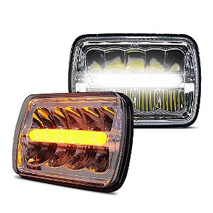 Farol de LED Universal 5x7" Pol Retangular 200mm - Jeep Cherokee Toyota Bandeirantes Troller Antiga - Par