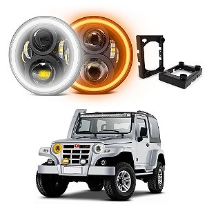 Kit Farol LED 2ªG 60W Angel Eyes DRL + Seta + Suporte Troller | 4x4SC -  4x4SC.com.br