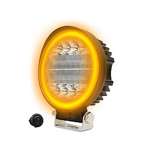 Farol de Milha LED 72w Redondo 11cm 6480lm Spot Flood + Seta Pisca Âmbar - Und  - (12-24v)