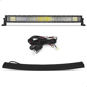 Barra de LED 32 Pol 82cm 7D 441W 39690Lm Lente Spot 30º Flood 150º + Válvula + Chicote - CURVA