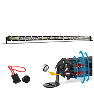 Barra LED Slim Fina Milha Farol Aux 234w 78 LEDs 79cm 30 Pol Válvula - Fusível + Botão