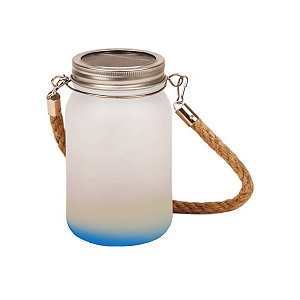 Lamparina de vidro jateado (fosco) degradê com cordão 400ml - Diversas cores