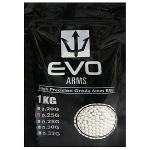 Esferas plásticas BBs EVO ARMS Alta precisão 0.20g Brancas - 5000 unidades