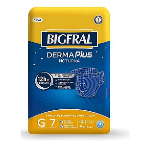 Fralda Bigfral Derma Plus Noturna G com 7 unidades