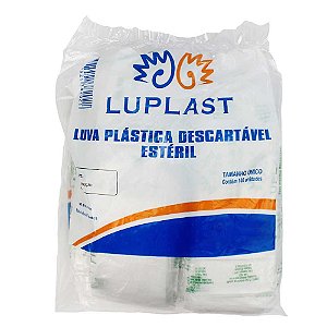 Luva plástica estéril c/ 100 unidades - Luplast