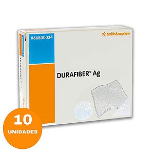 Curativo antimicrobiano Durafiber AG 10 x 10cm - caixa c/10 - Smith & Nephew