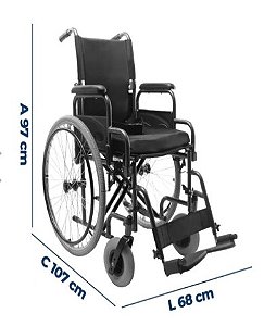 Cadeira de Rodas em Aço Carbono Dobrável D400 Dellamed