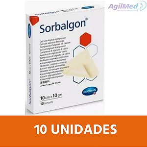 Curativo Sorbalgon 10x10 - Caixa c/ 10 Alginato de Cálcio - Hartmann