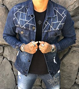 Jaqueta Jeans Slim Fit Destroyed Silk Modern
