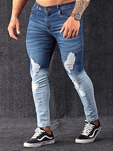 Calça Jeans Super Skinny Degradê Legacy Destroyed