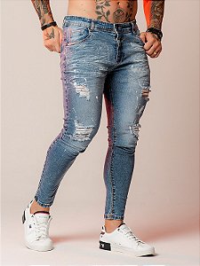 Cal a Jeans Masculina Rasgado Clara Traje Urbano